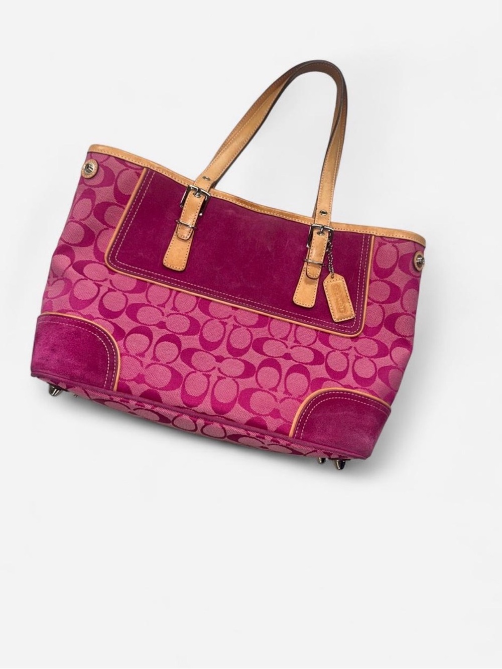 Vintage Y2K pink Coach Hamptons tote.
